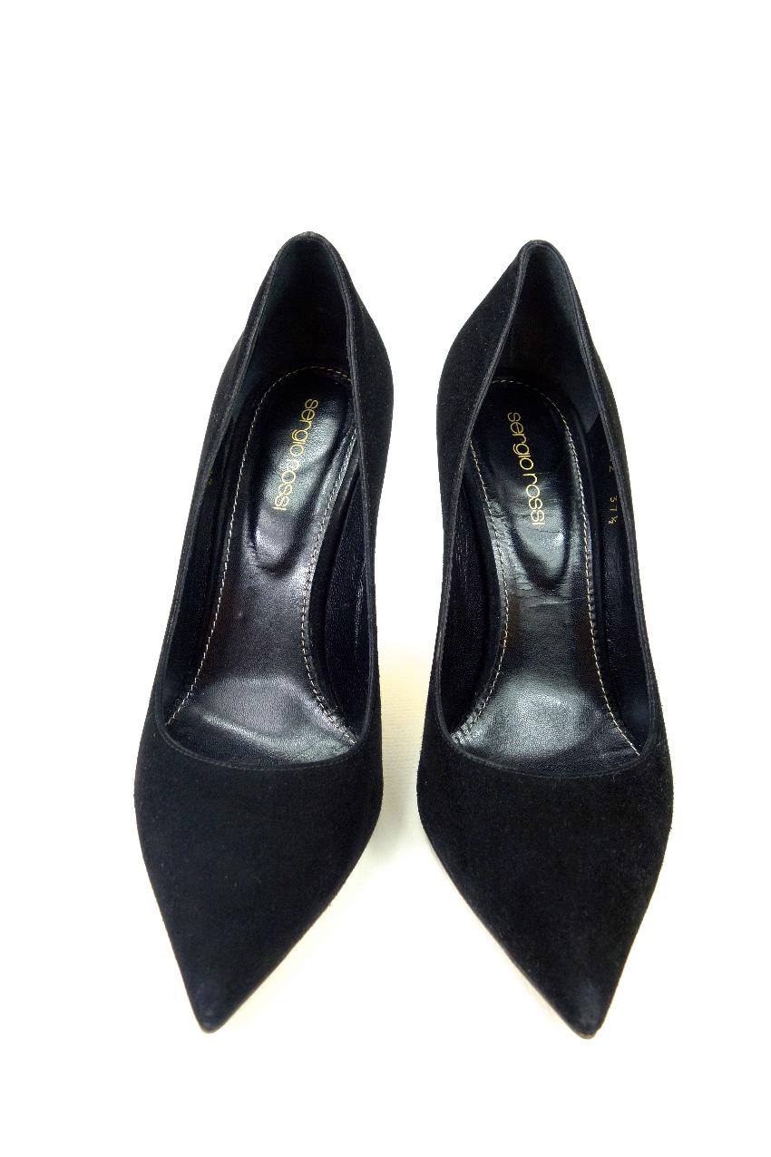 Sergio Rossi Black Suede & Leather Pumps