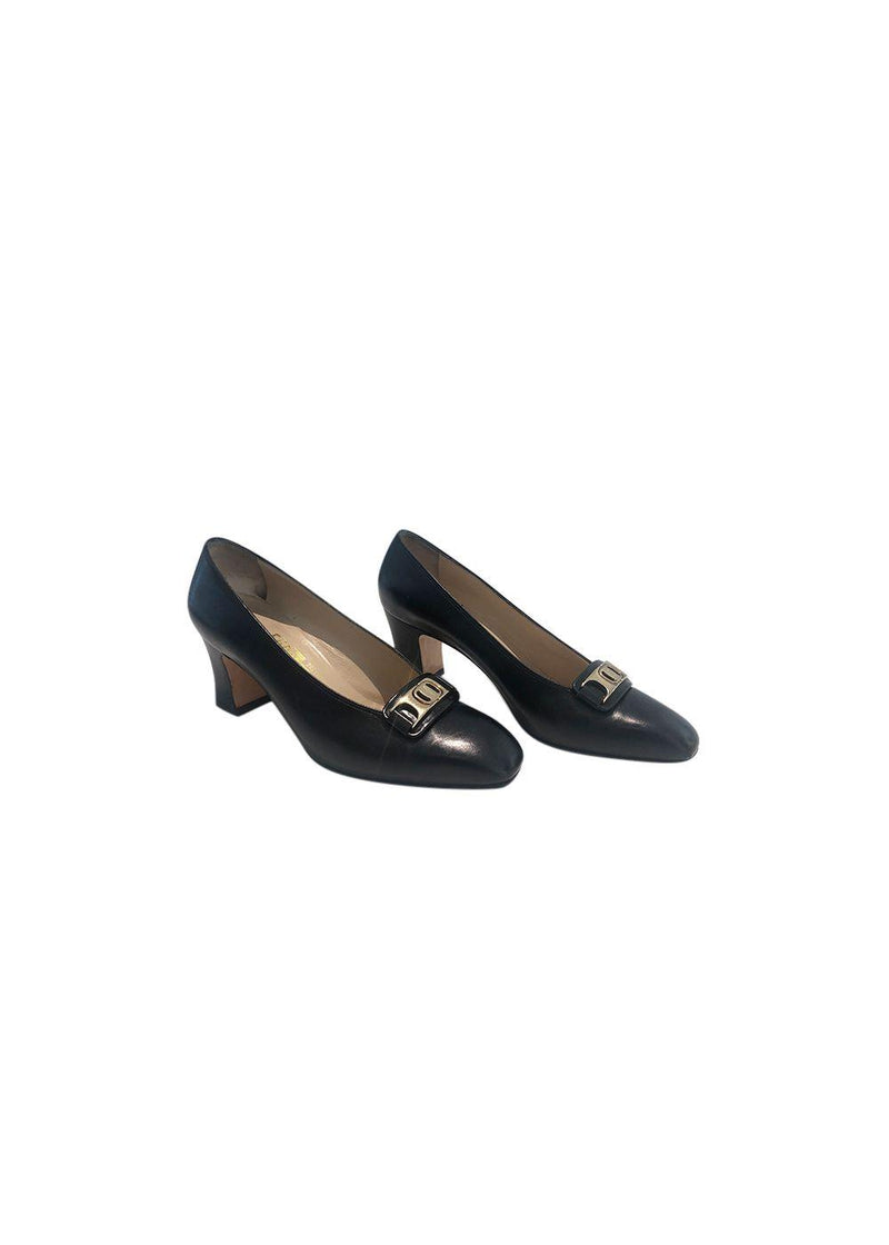 Black Leather Fizzy Pumps