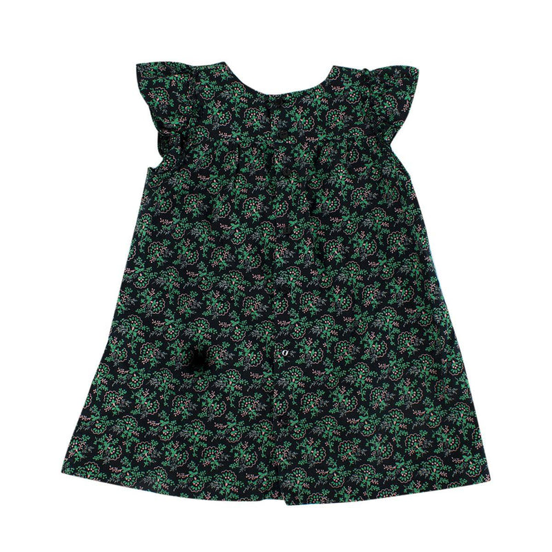 Black & Green Leaf Print Cotton Tunic Dress