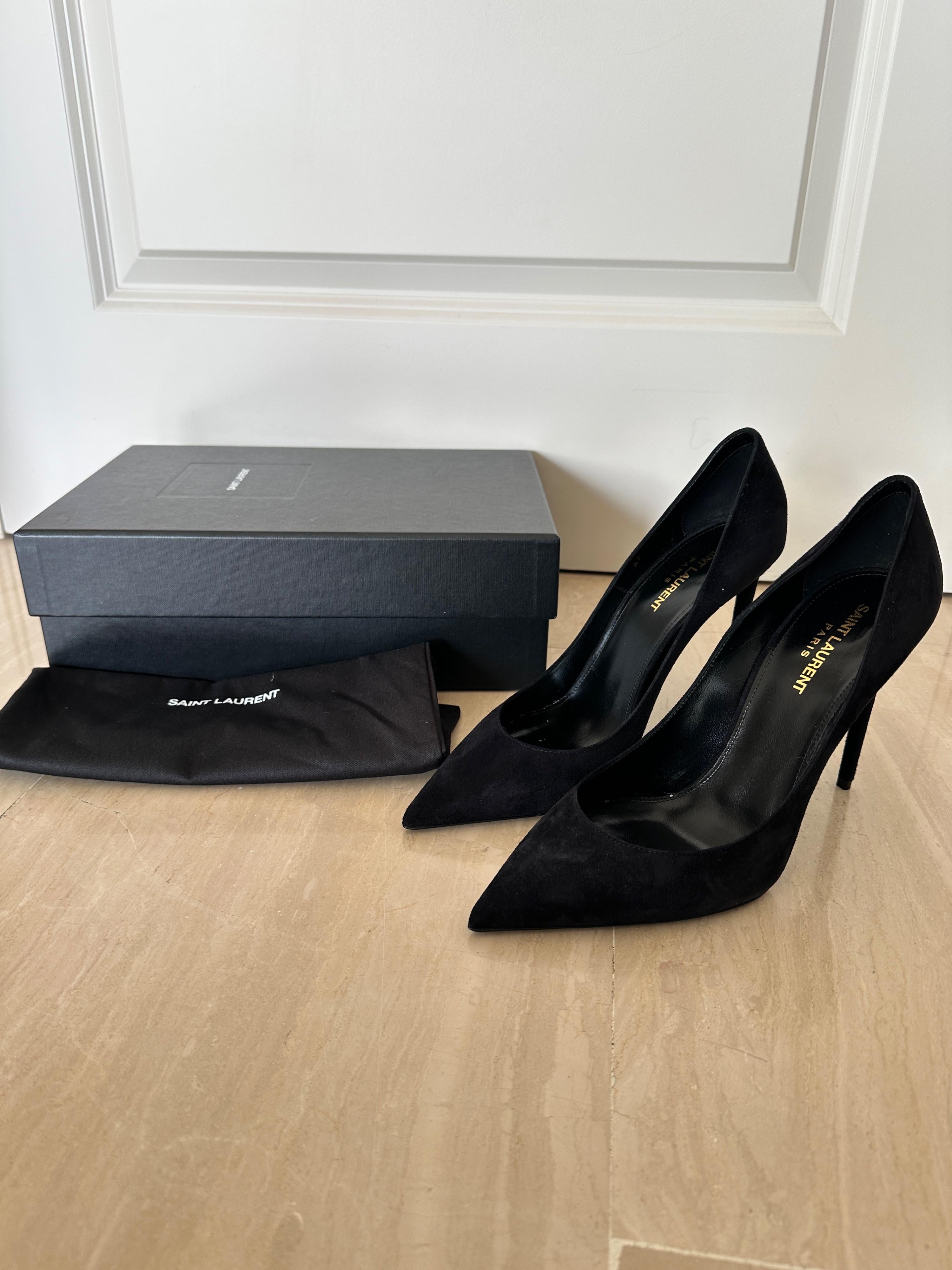 Saint Laurent Black Zoe Suede Stillettos