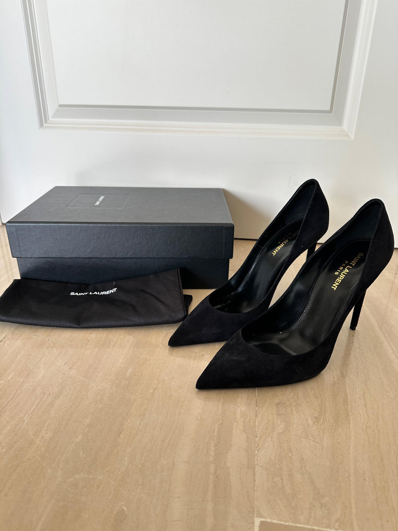 Saint Laurent Black Zoe Suede Stillettos