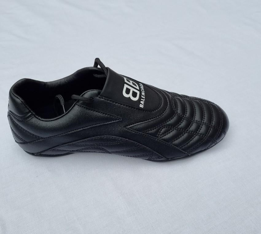 Balenciaga Black Leather Zen Football Sneakers