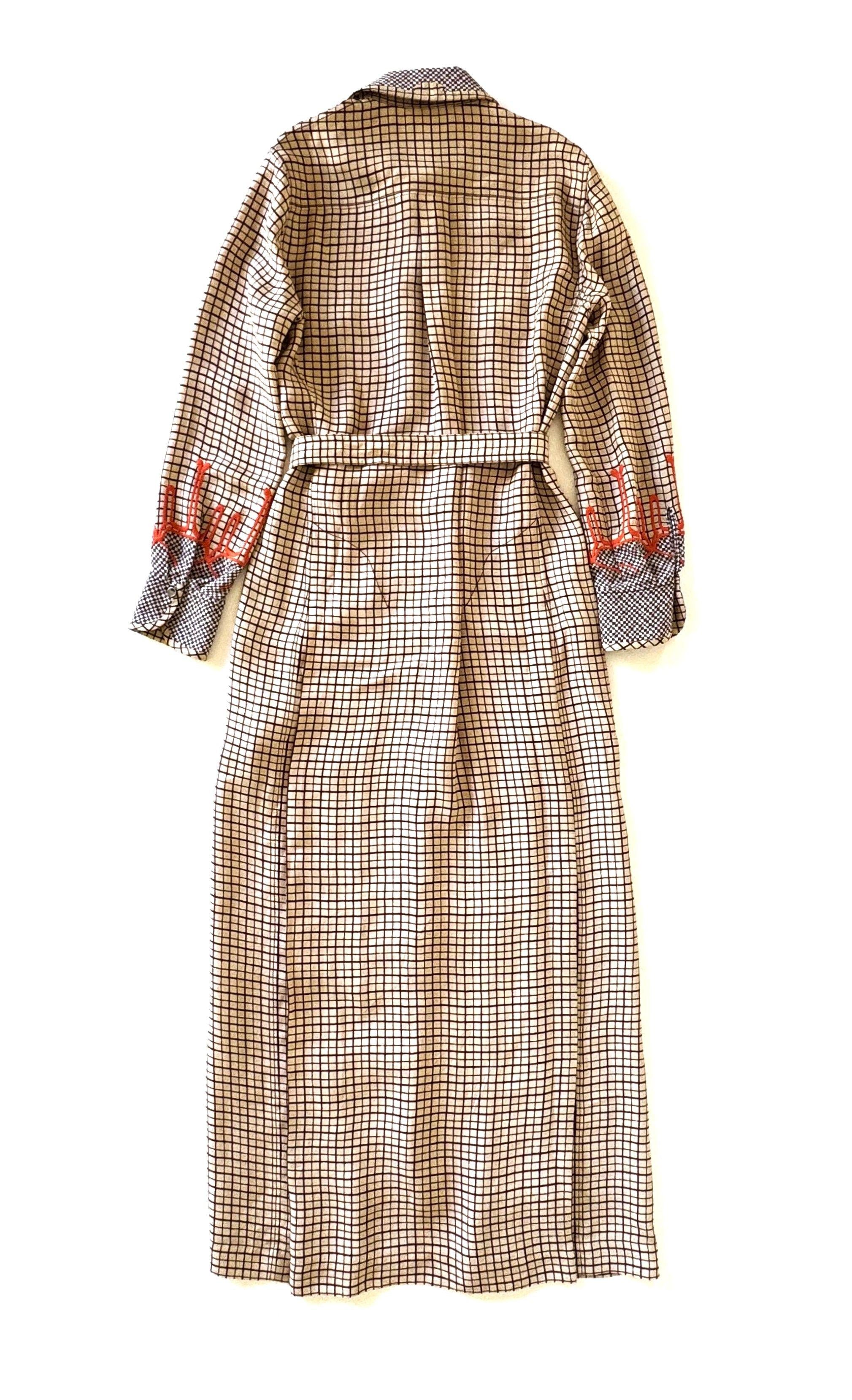 Chloe Belted Windowpand-Check Crepe Shirt Dress