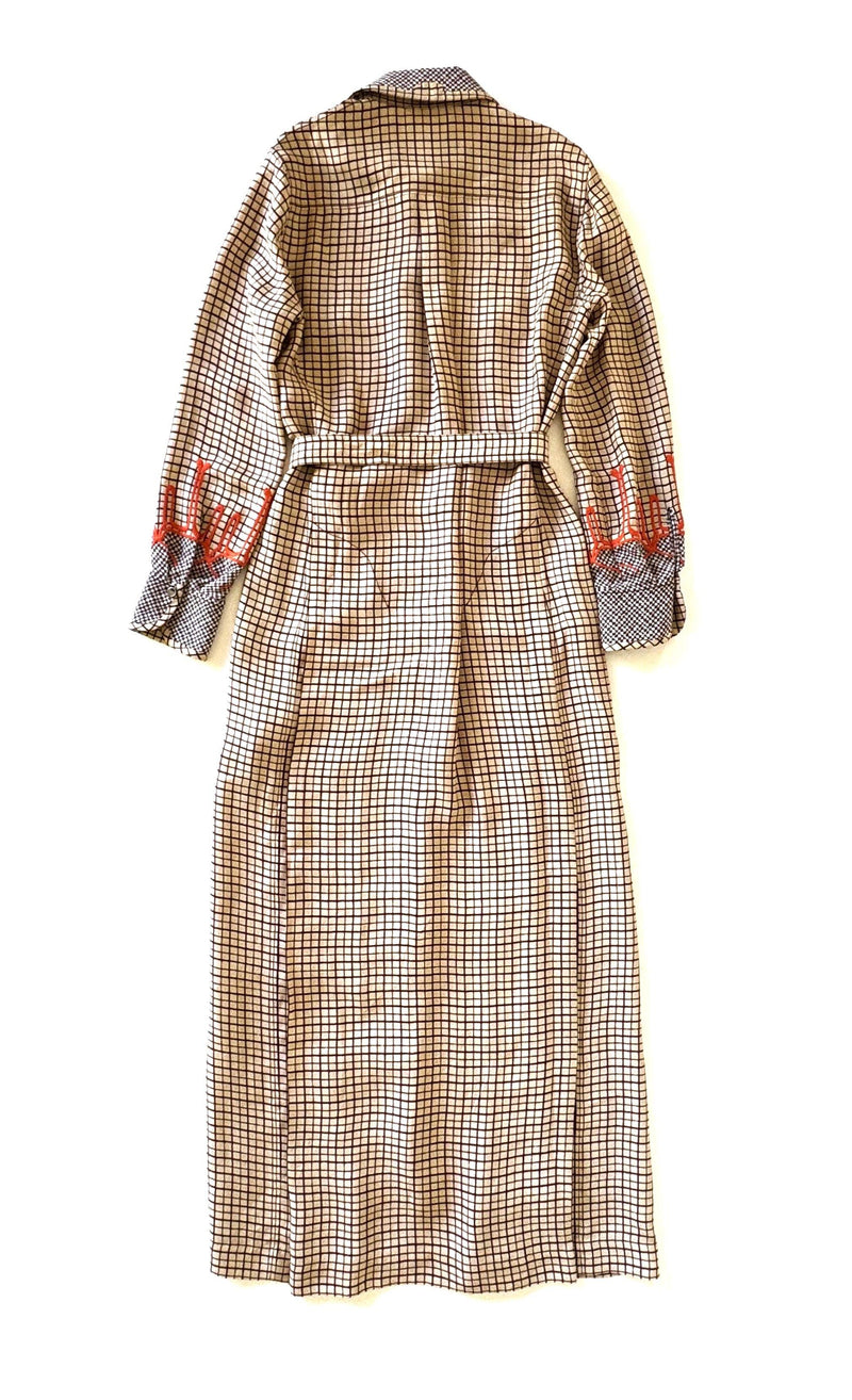 Chloe Belted Windowpand-Check Crepe Shirt Dress