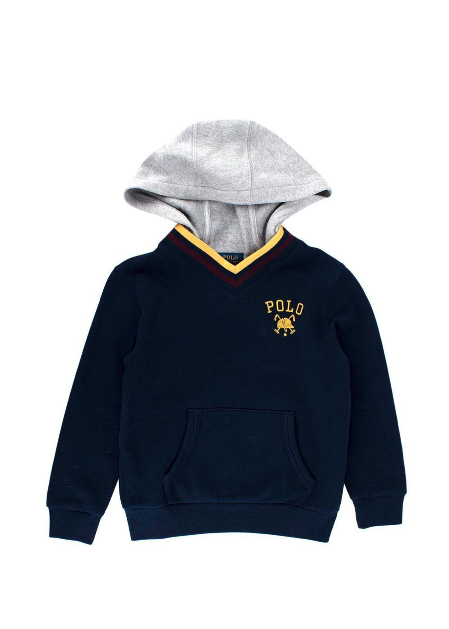 Polo Ralph Lauren Navy Cricket-Striped Hooded Sweatshirt
