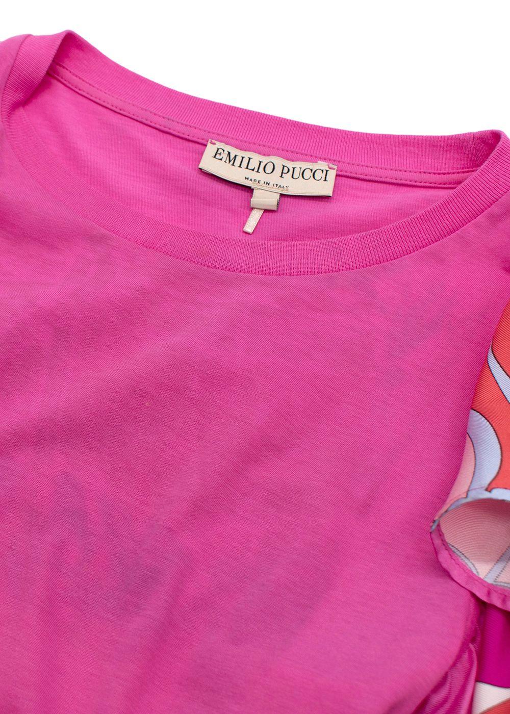 Emilio Pucci Pink Ruffled Sleeve T-Shirt