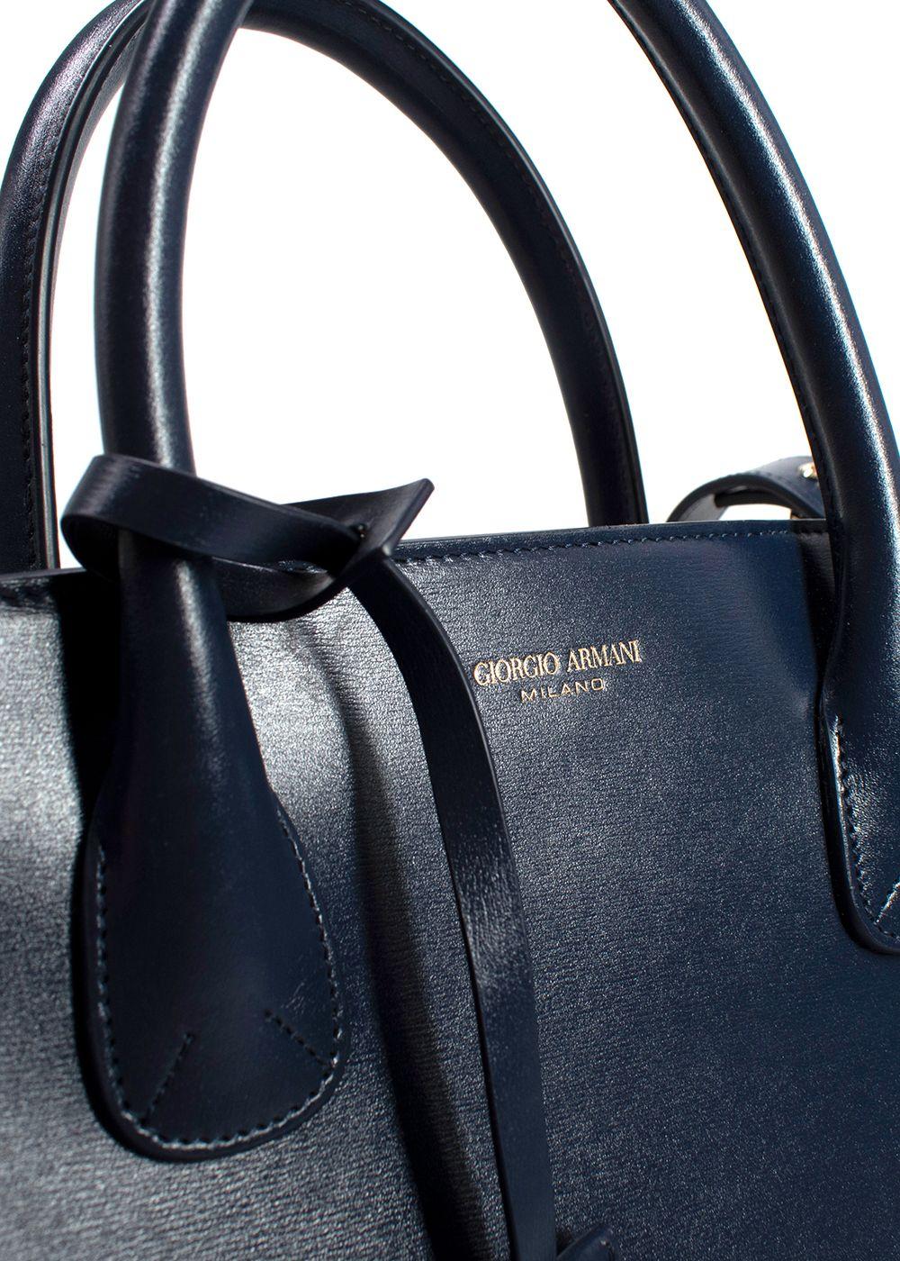 Giorgio Armani Blue Palmellato Leather Large La Prima tote bag
