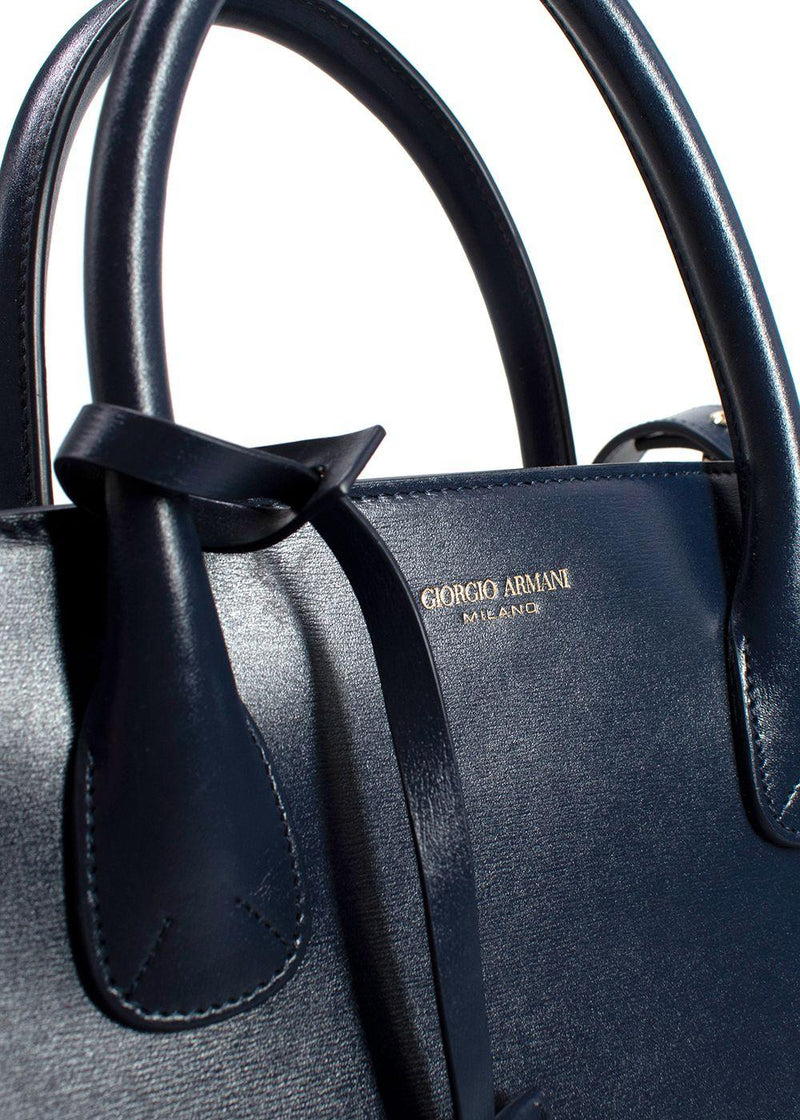 Giorgio Armani Blue Palmellato Leather Large La Prima tote bag