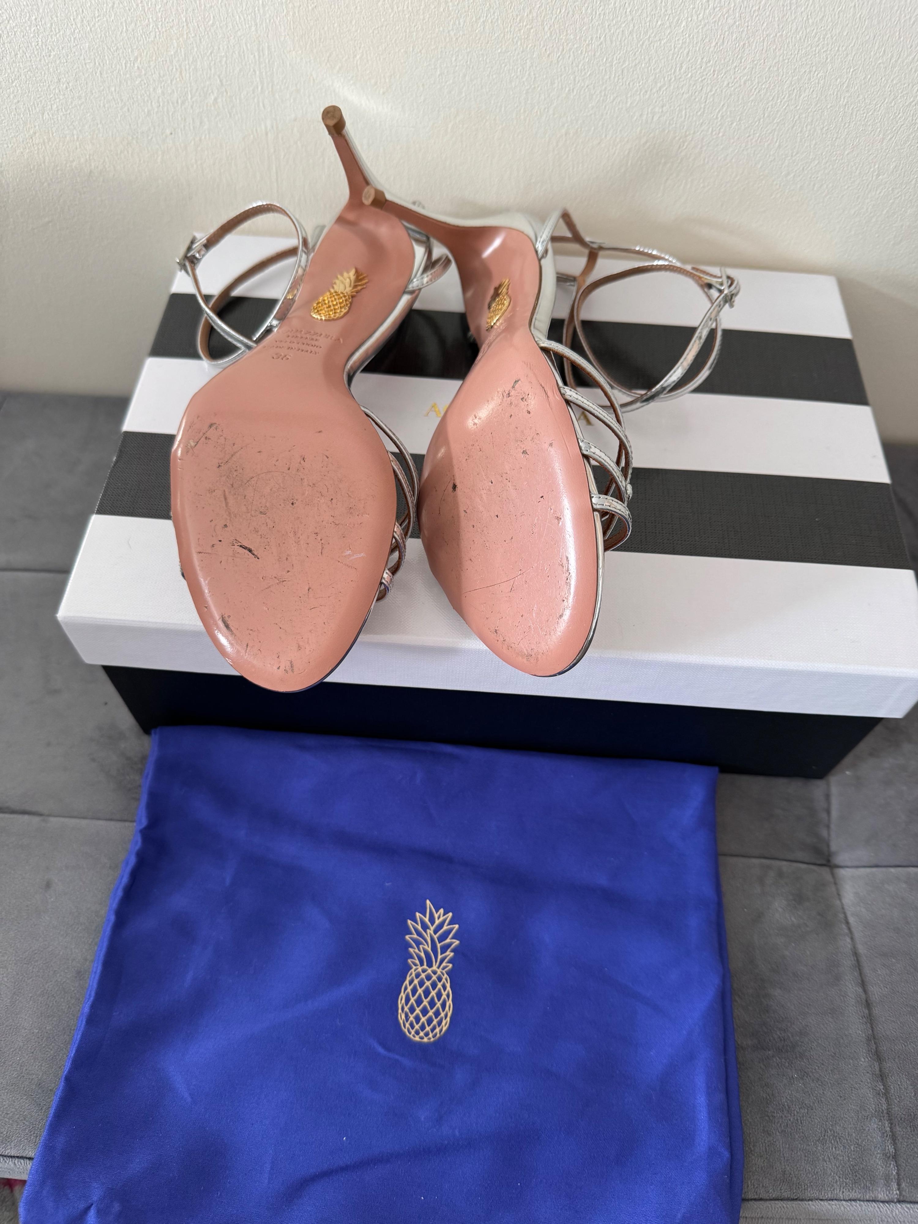 Aquazurra Silver Very First Kiss Sandals