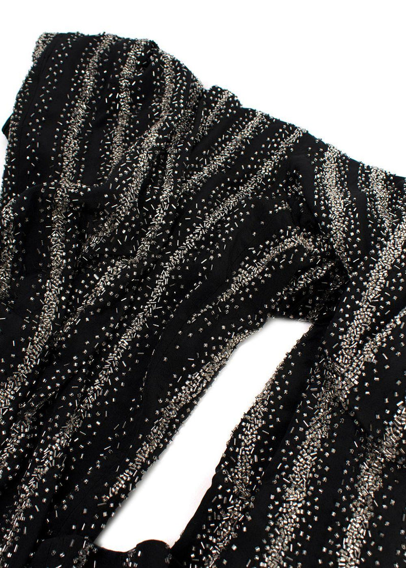 Dries Van Noten Black Silk Sequin Embellished Trousers