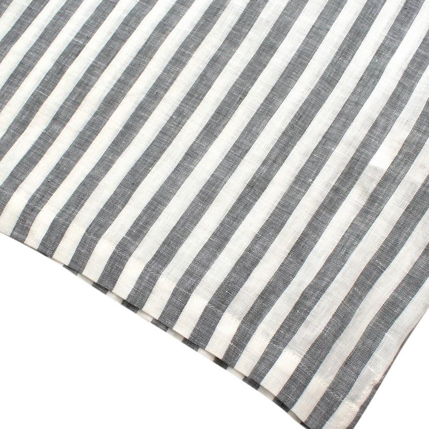 Il Gufo Grey Striped Linen Short Sleeved Shirt