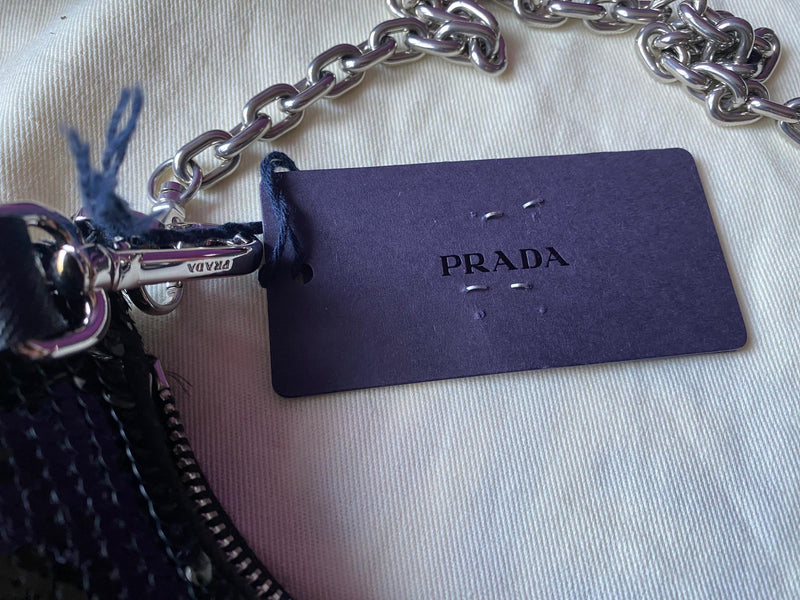 Prada Black Sequin Re-edition 2005 Shoulder Bag