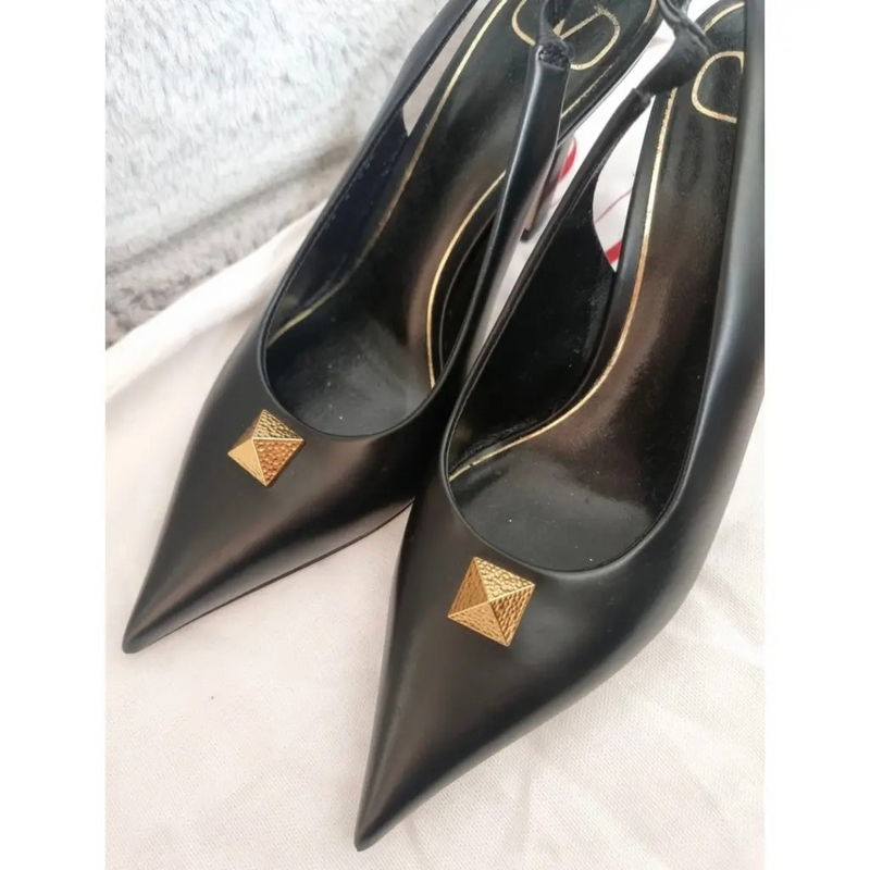 Valentino Garavani Black Canvas and Leather Heeled Shoes