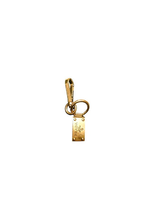 Gold-tone metal logo charm keyring