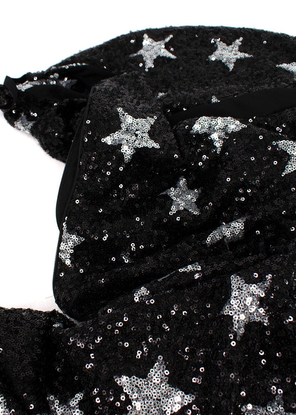 Ainea Black Star Sequin Cowl Neck Gown