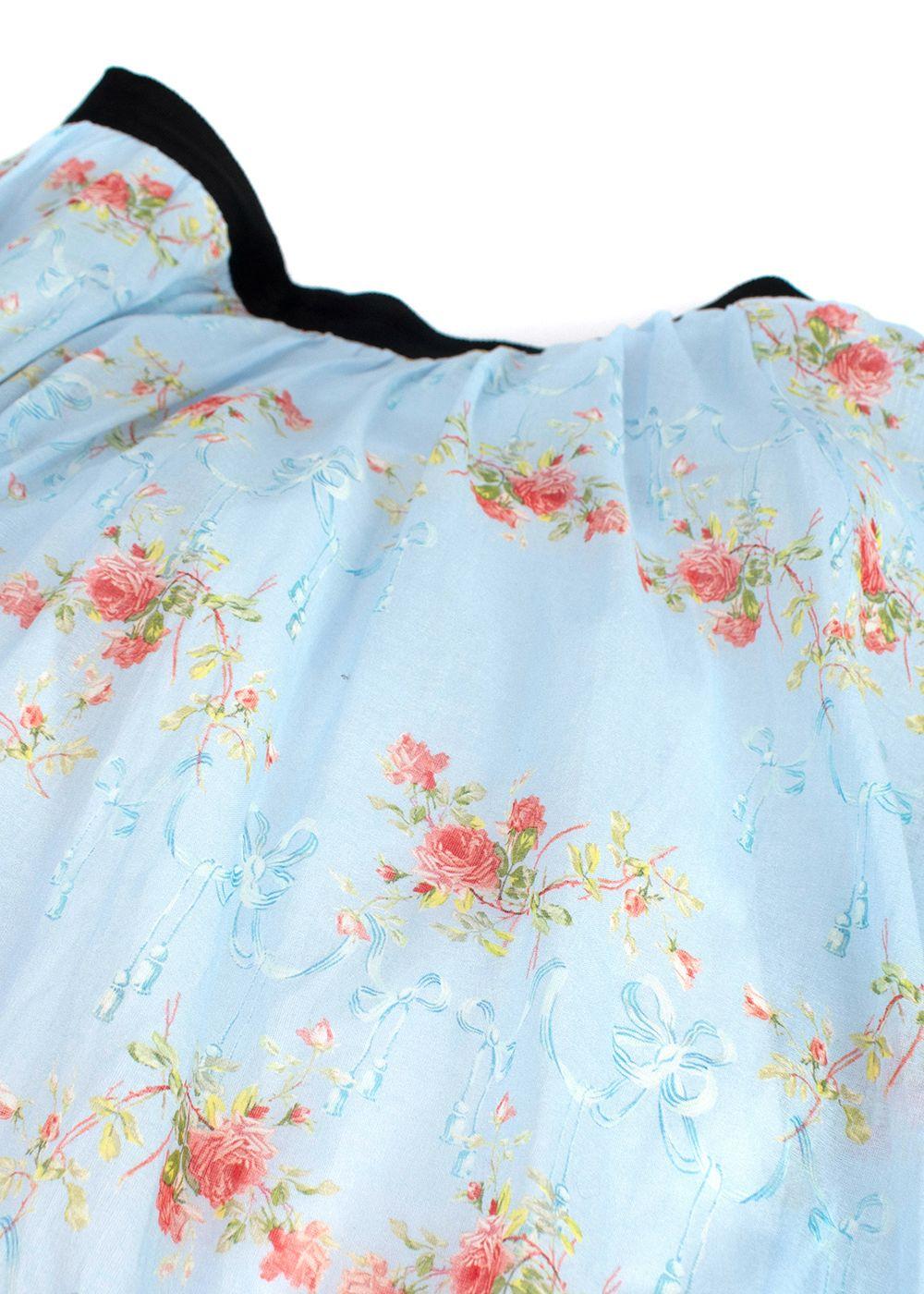 Emilia Wickstead Blue Floral Print Alula Midi Skirt