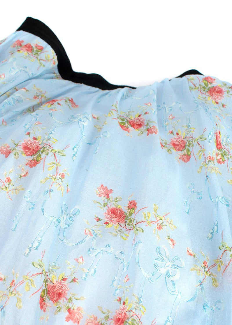 Emilia Wickstead Blue Floral Print Alula Midi Skirt