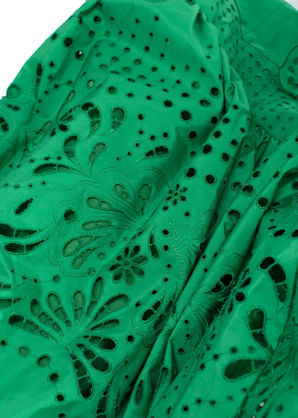 Zuhair Murad Green Taffeta and English Lace Midi Dress