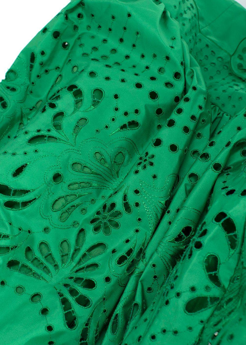 Zuhair Murad Green Taffeta and English Lace Midi Dress