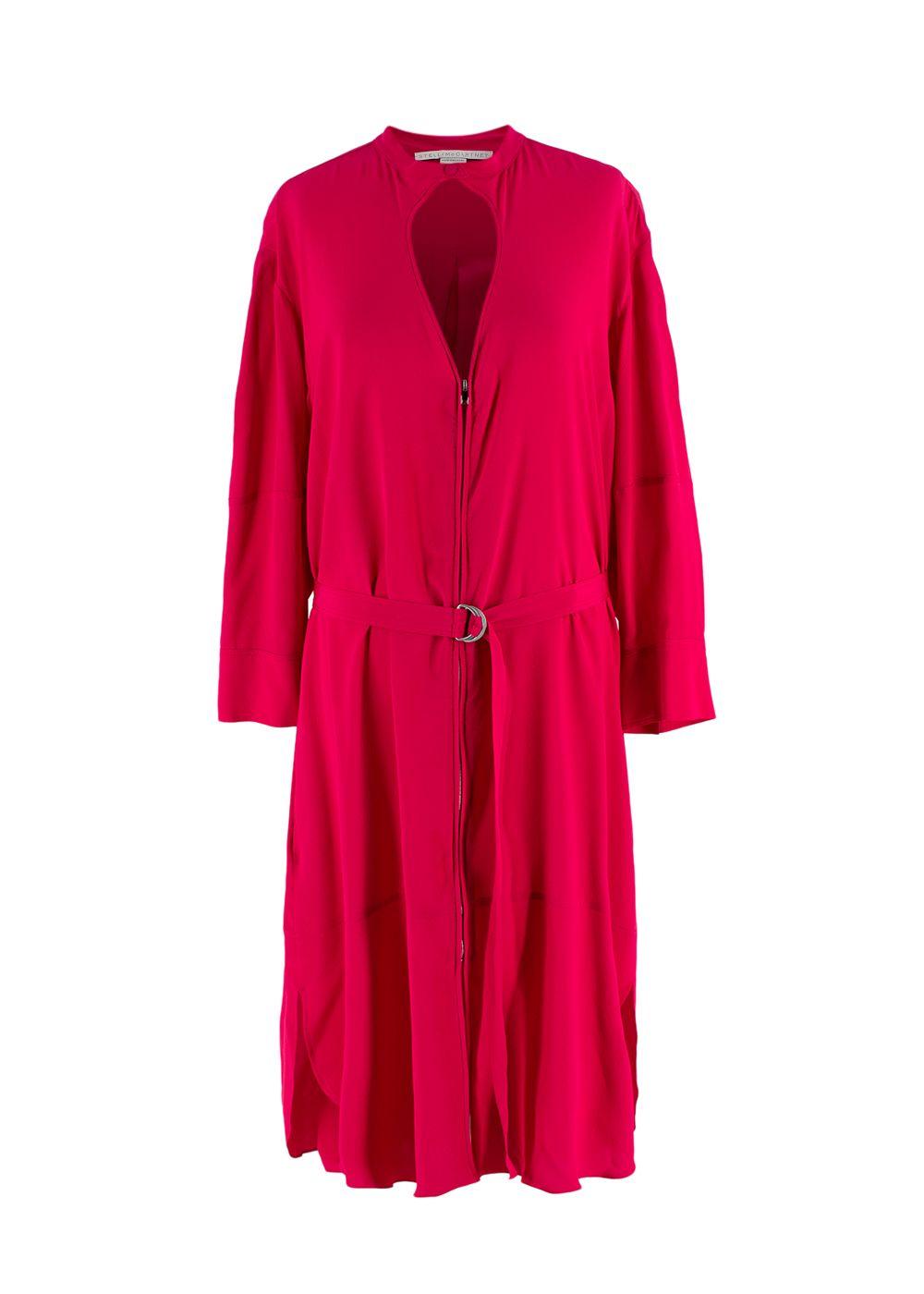 Stella McCartney Pink Belted Silk Midi Dress