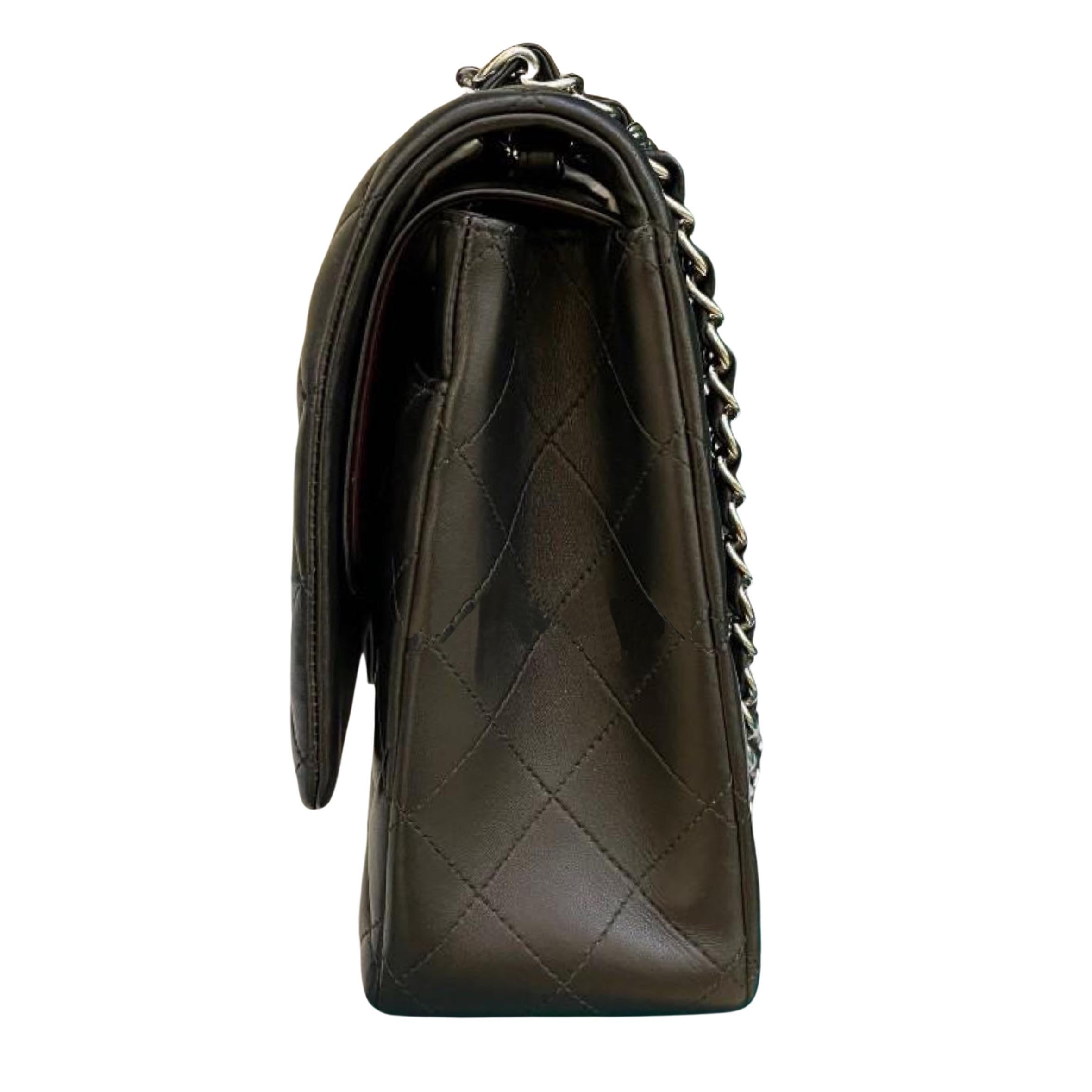Black Lambskin Maxi Double Flap