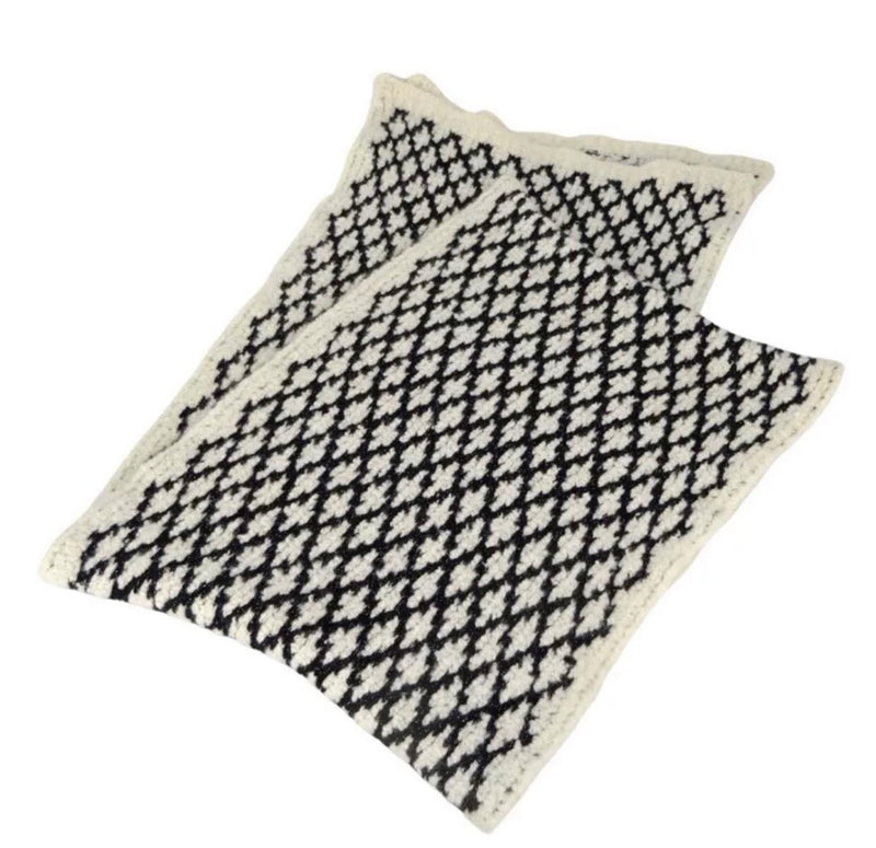 Ivory and Black Knitted Scarf with CC Logo Detail