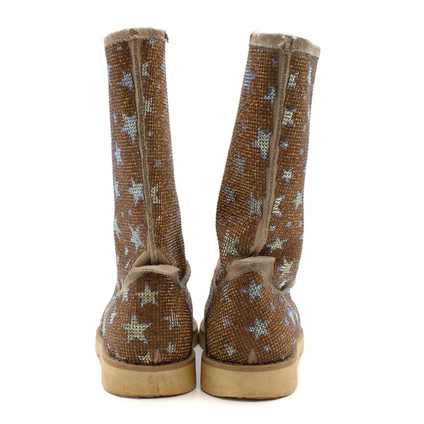 Missouri Kids Crystal Gold Stars Pattern Shearling-lined Boots
