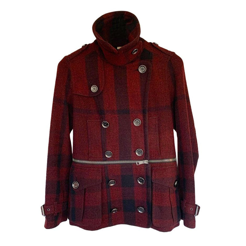 Burberry Brit Burgundy/Black Convertible High Neck Jacket