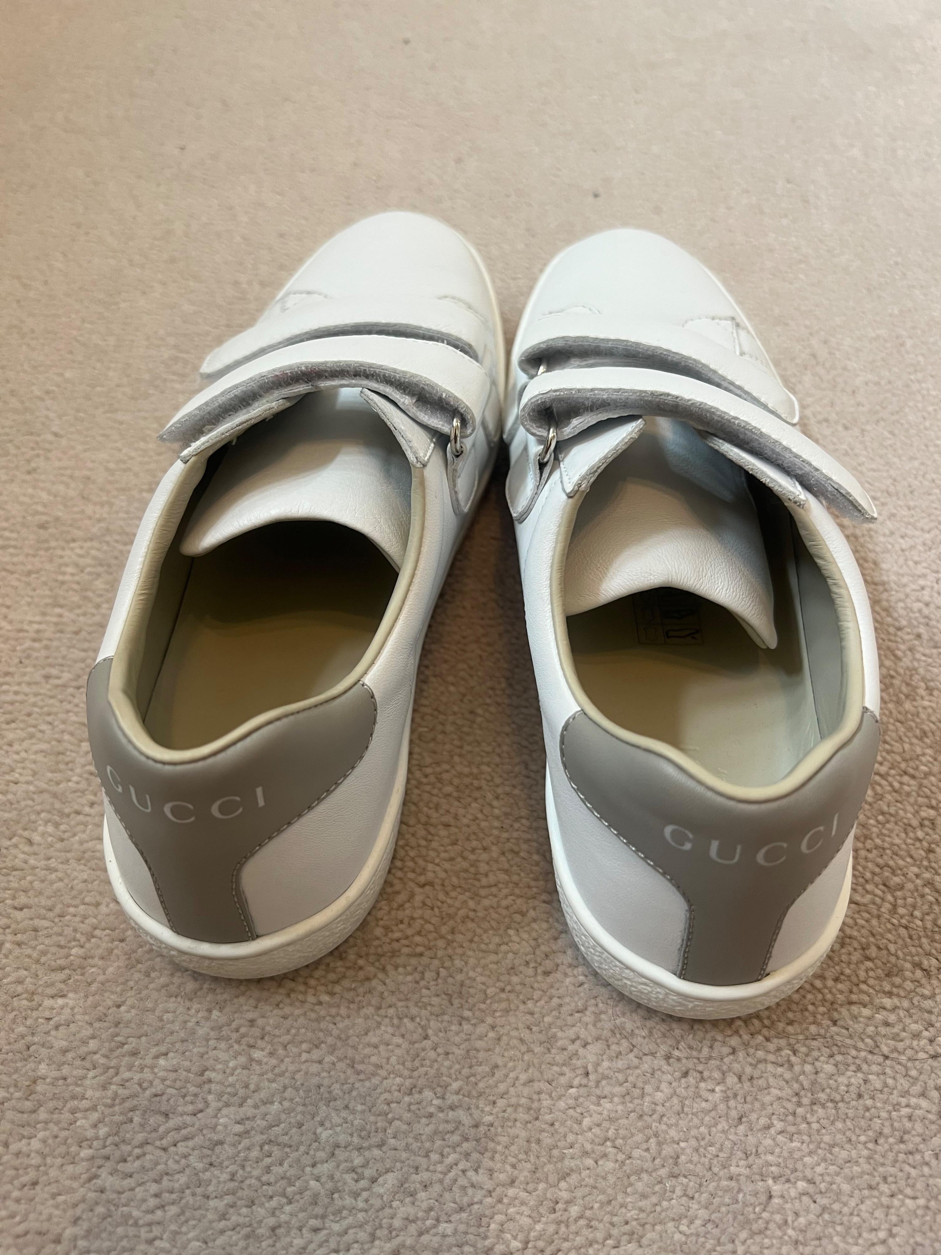 white leather velcro strap trainers