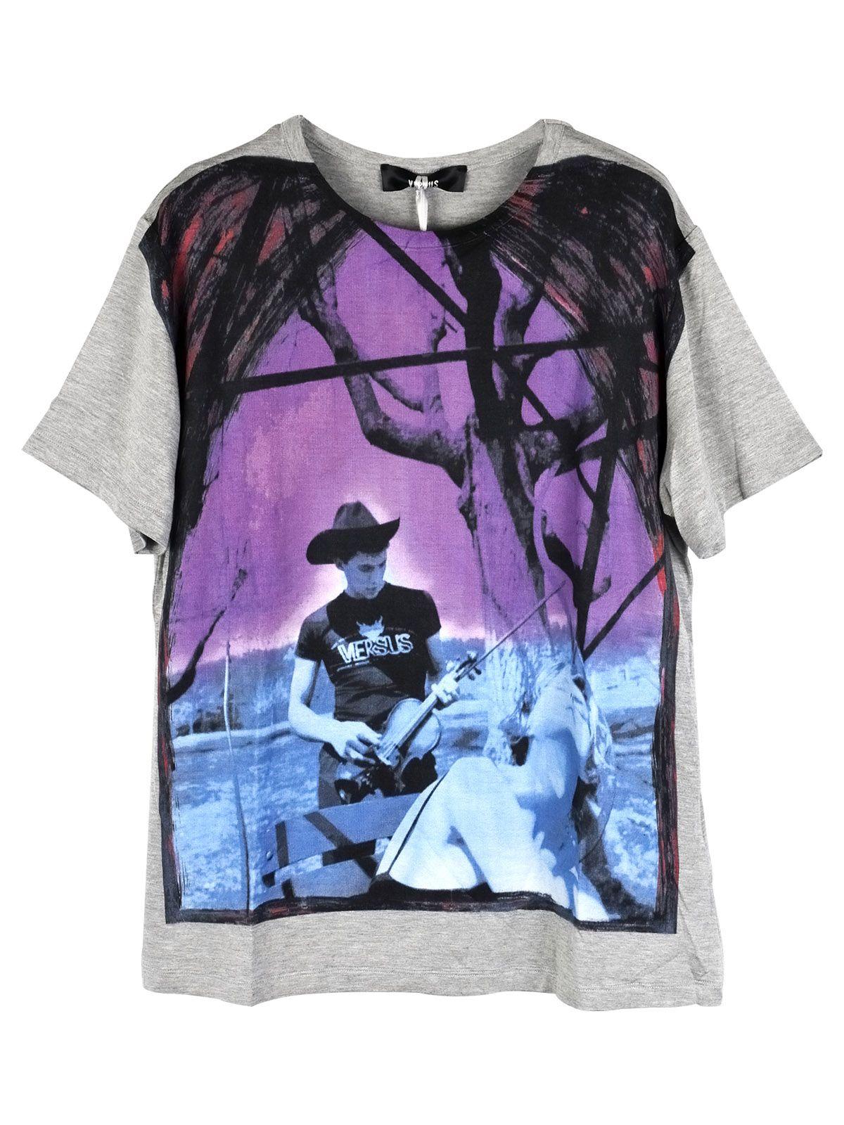 Grey Cowboy Print T-Shirt