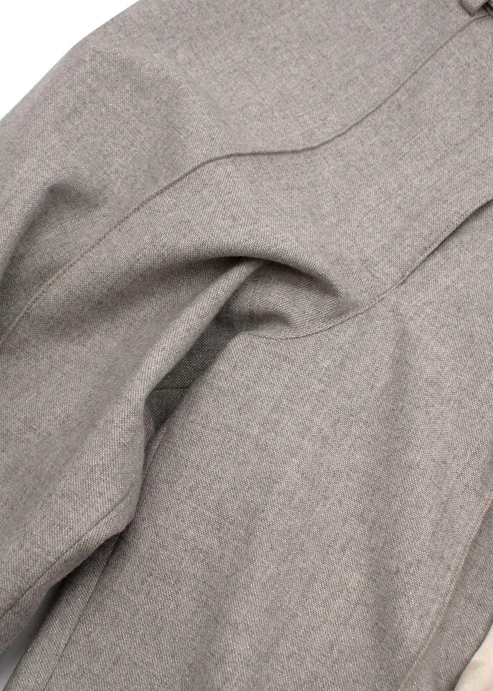 Grey Wool Scarf Tie Belted Pants