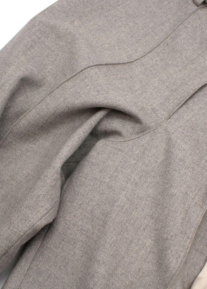 Grey Wool Scarf Tie Belted Pants