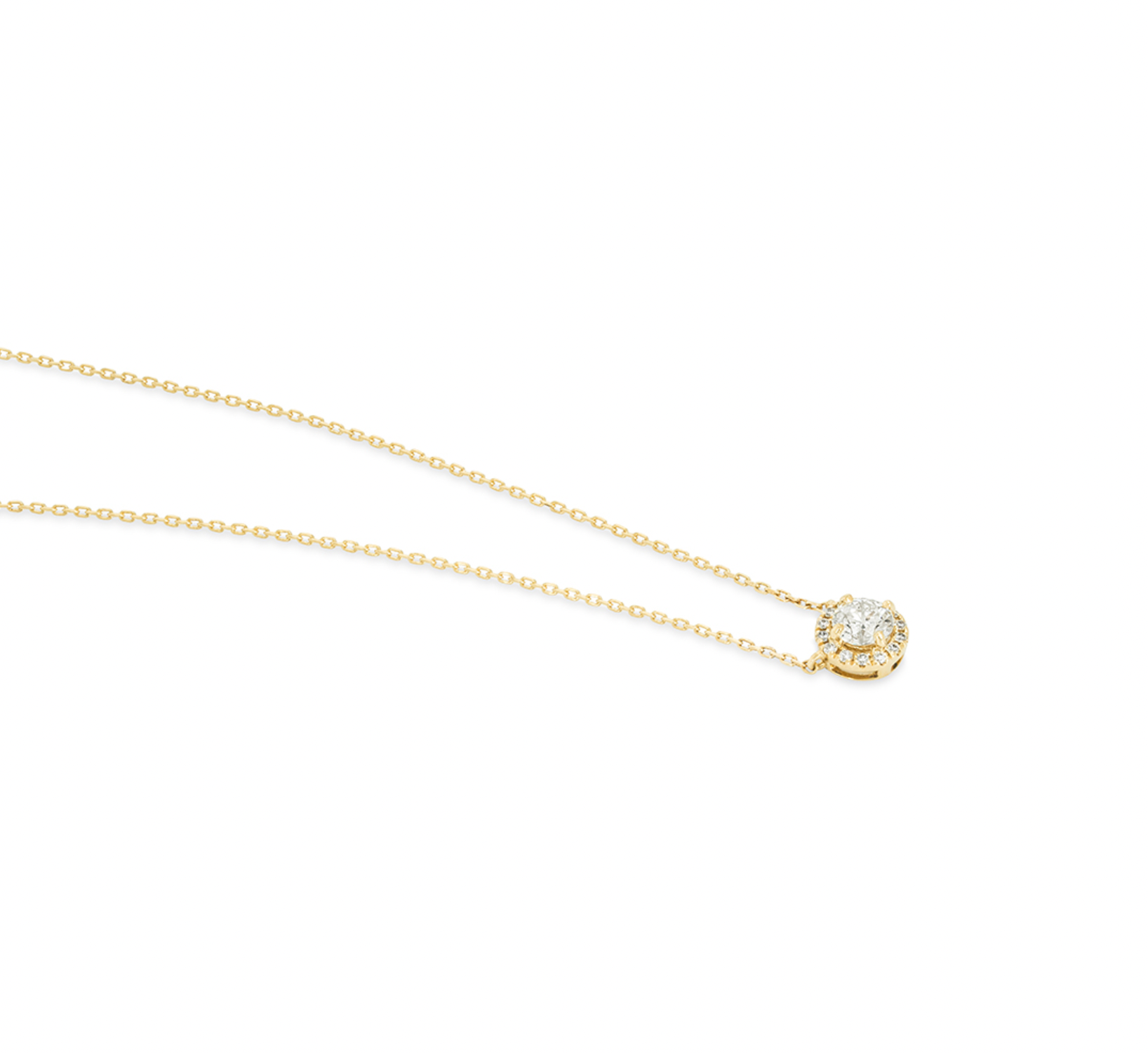 18ct yellow gold & white diamond Halo necklace 0.53ct