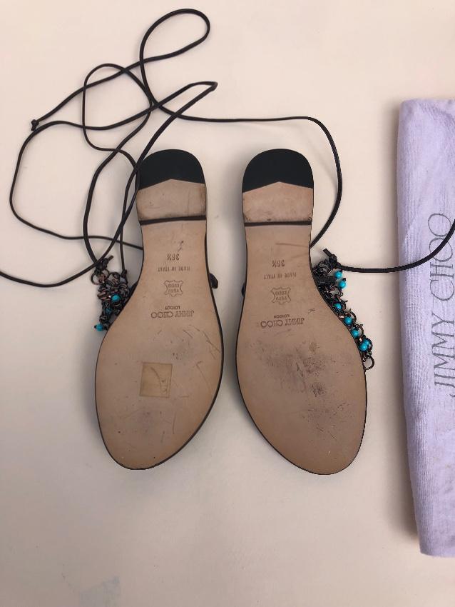 Jimmy Choo beaded mesh lace-up sandals