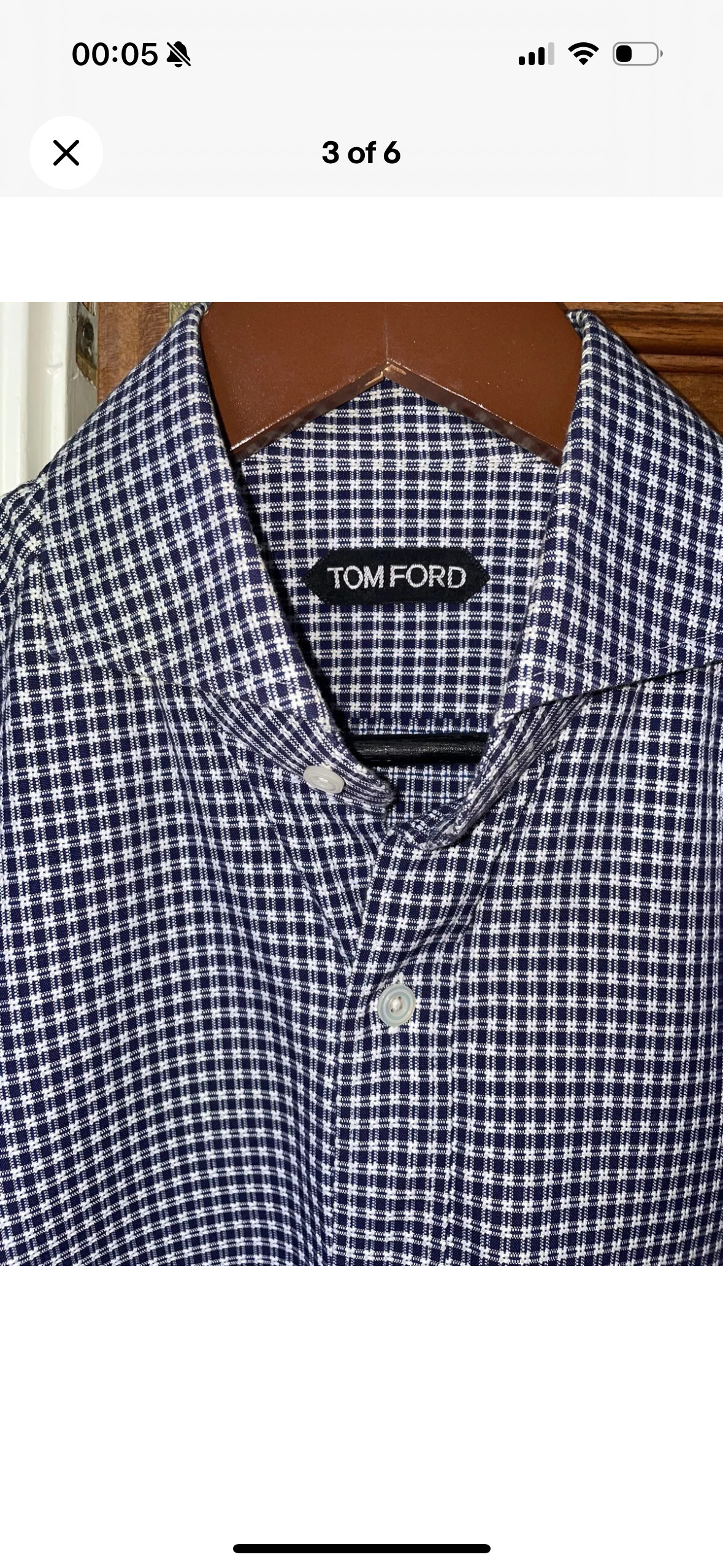 Tom Ford Navy And White Check Cotton Shirt