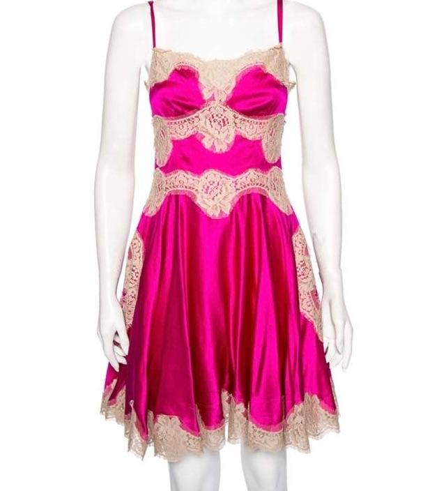Pink Silk And Lace Dress