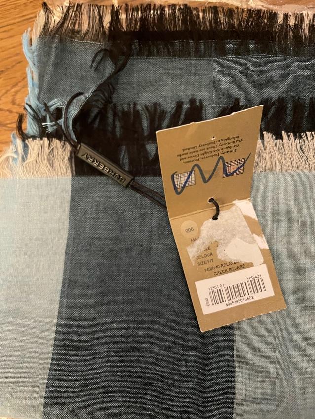 Burberry Slate Blue Wool & Silk Scarf