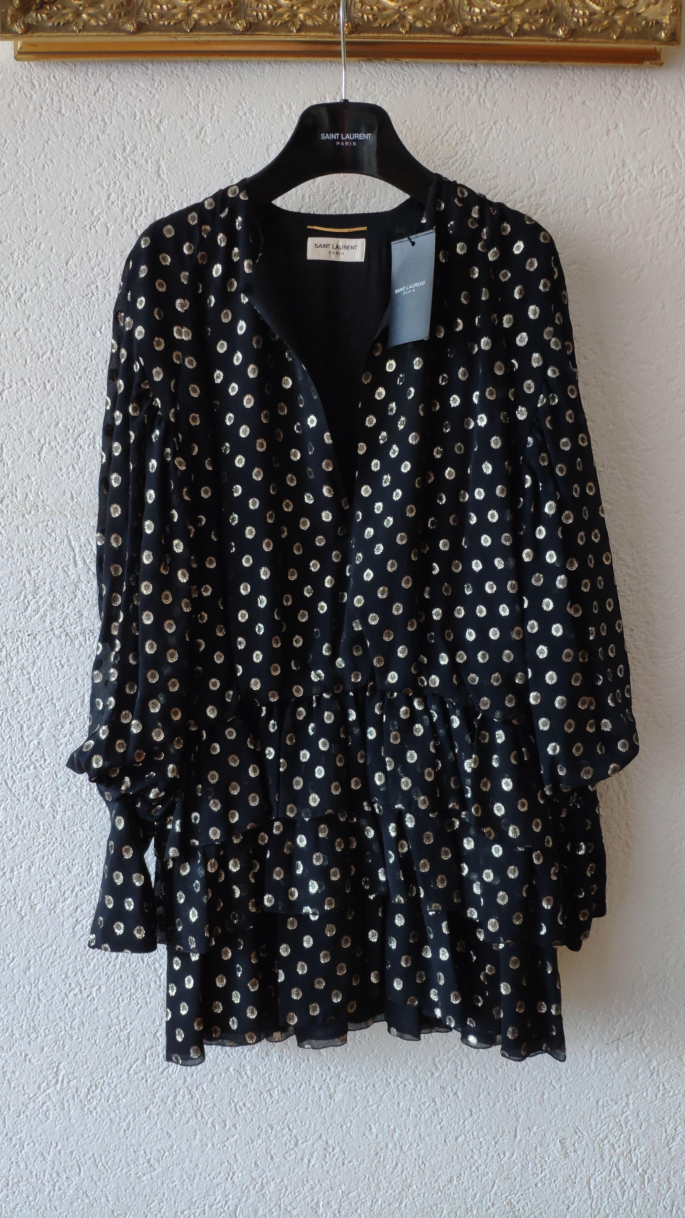 Black & gold fil coupe tiered dress