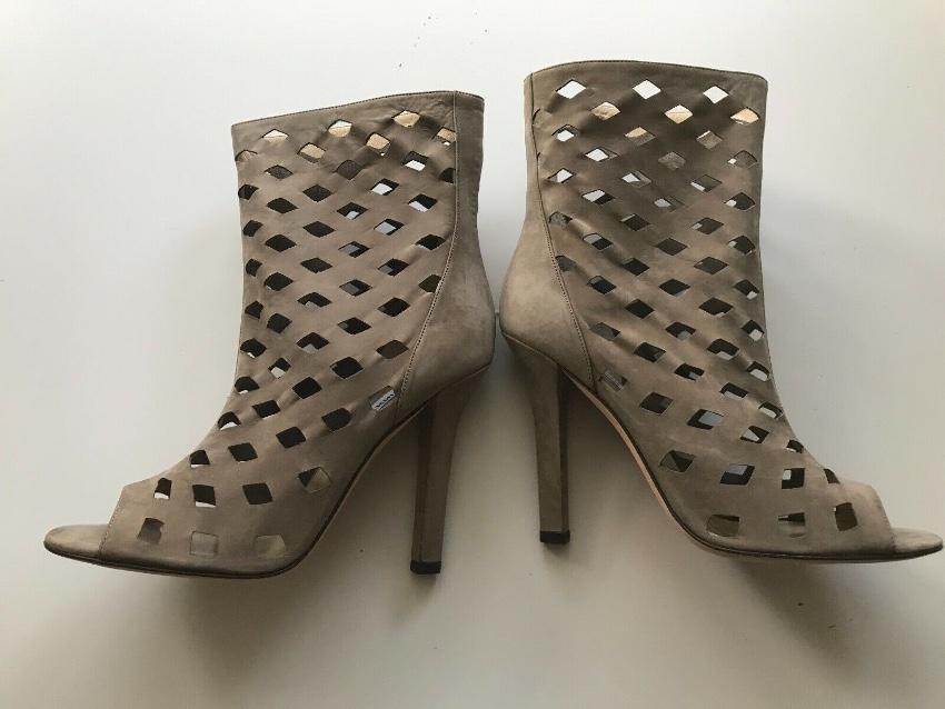 Jimmy Choo Grey Suede Reese Cut-Out Booties
