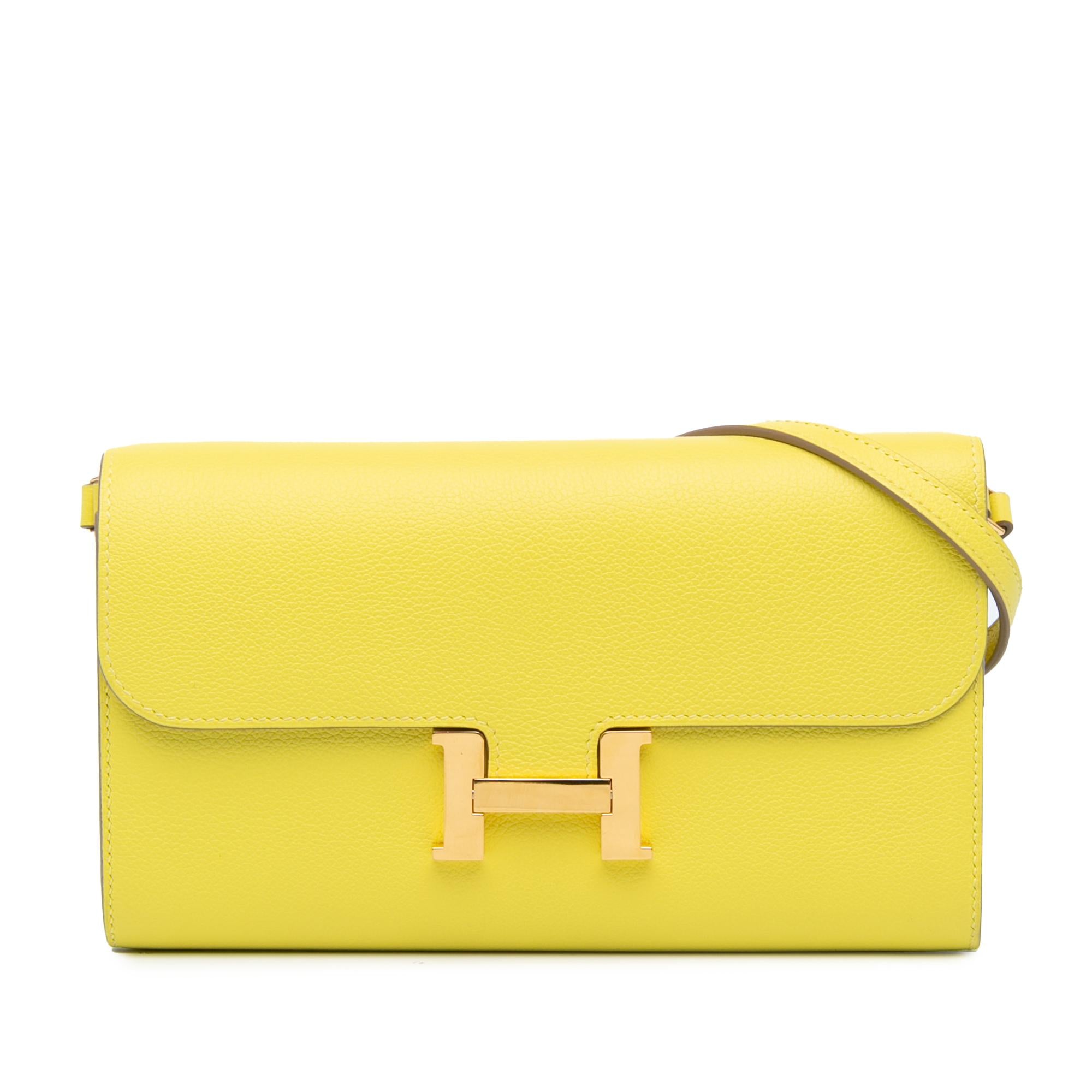 Hermes Lime Evercolor Constance Wallet To Go
