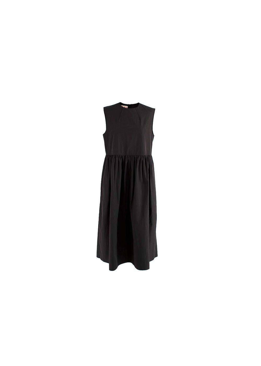 Brown Sleeveless Cotton Poplin Dress