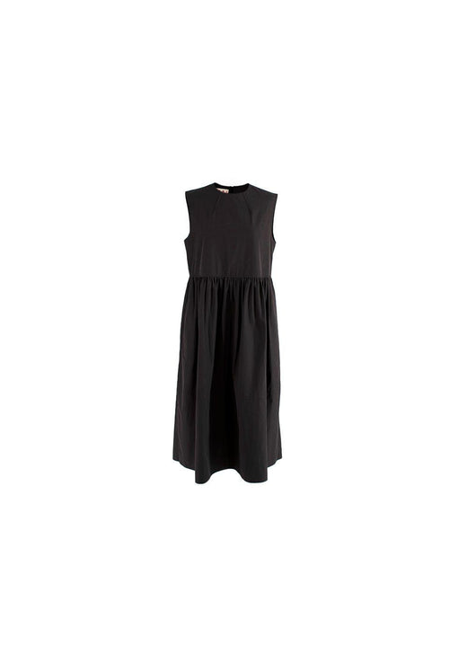 Brown Sleeveless Cotton Poplin Dress