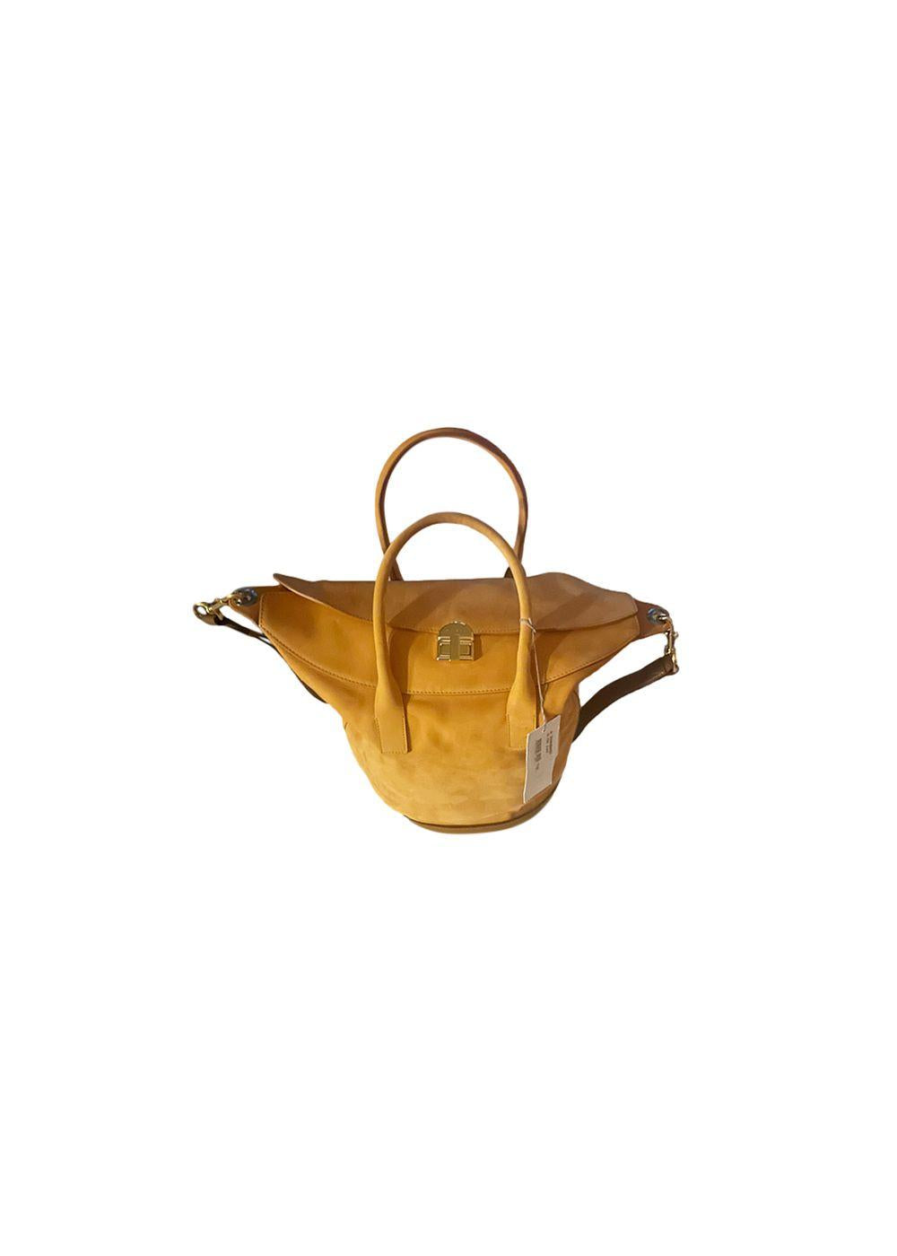Tan suede bucket bag