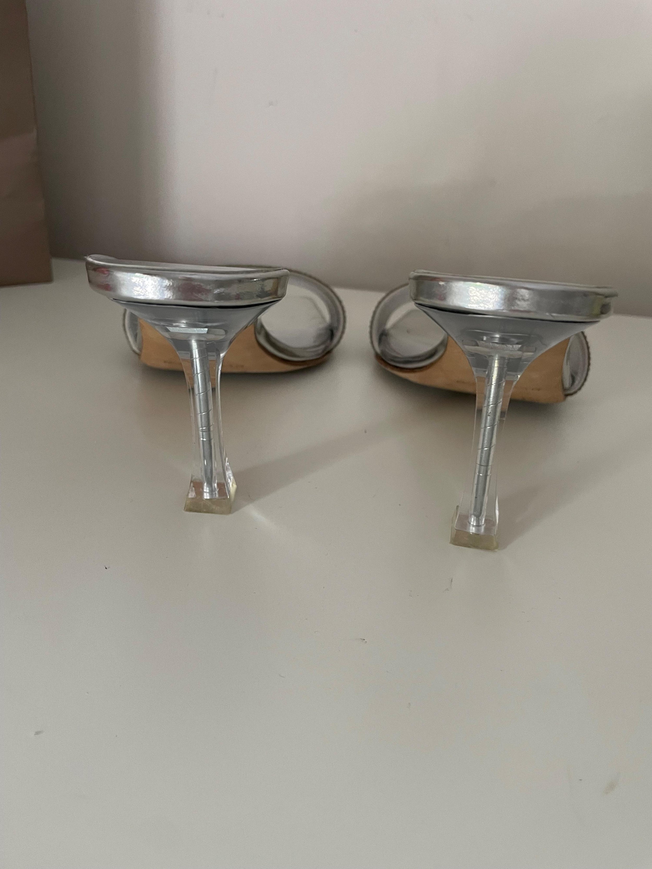 Magda Butrym Silver Embellished Heeled Mules