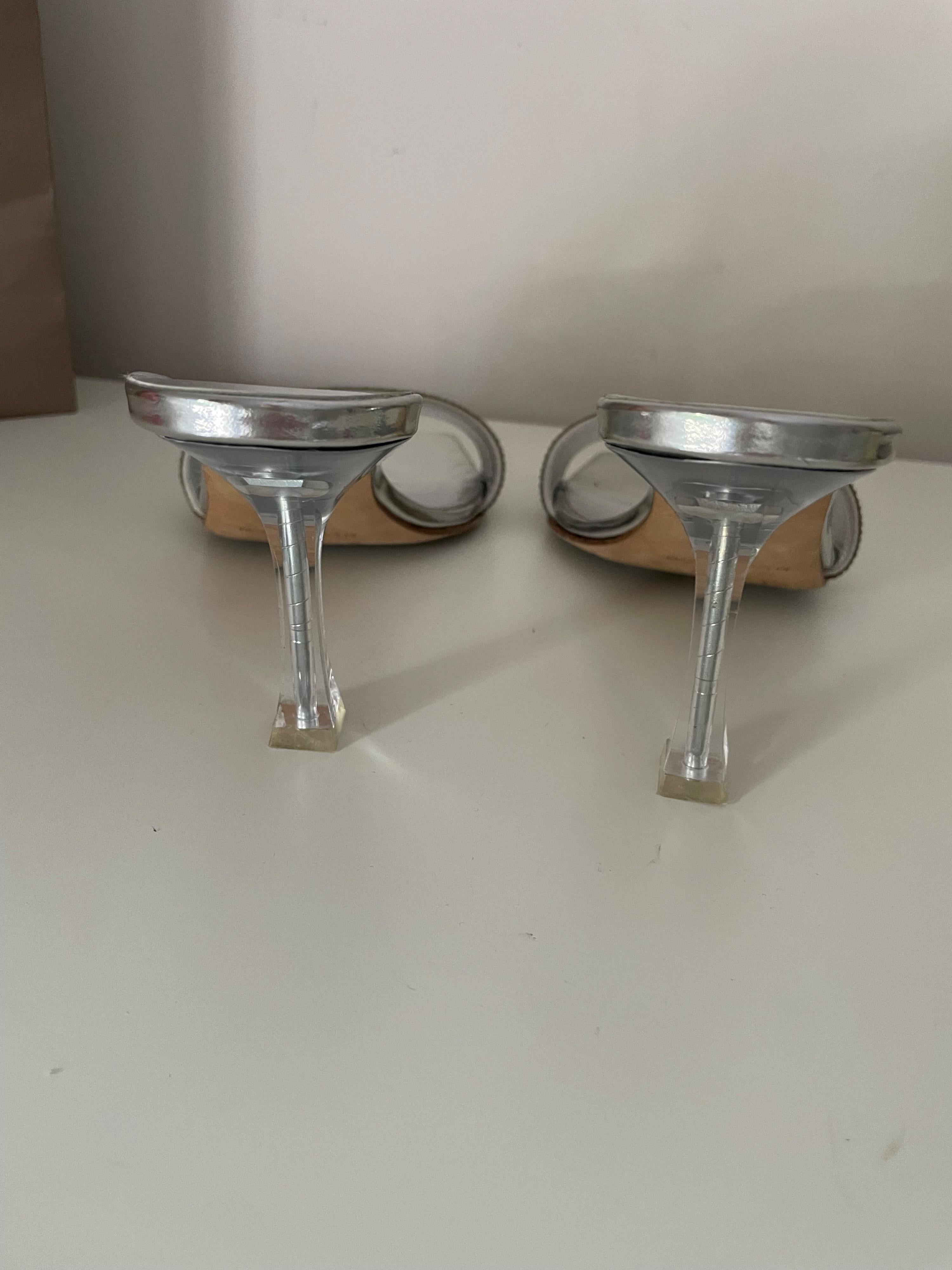 Magda Butrym Silver Embellished Heeled Mules