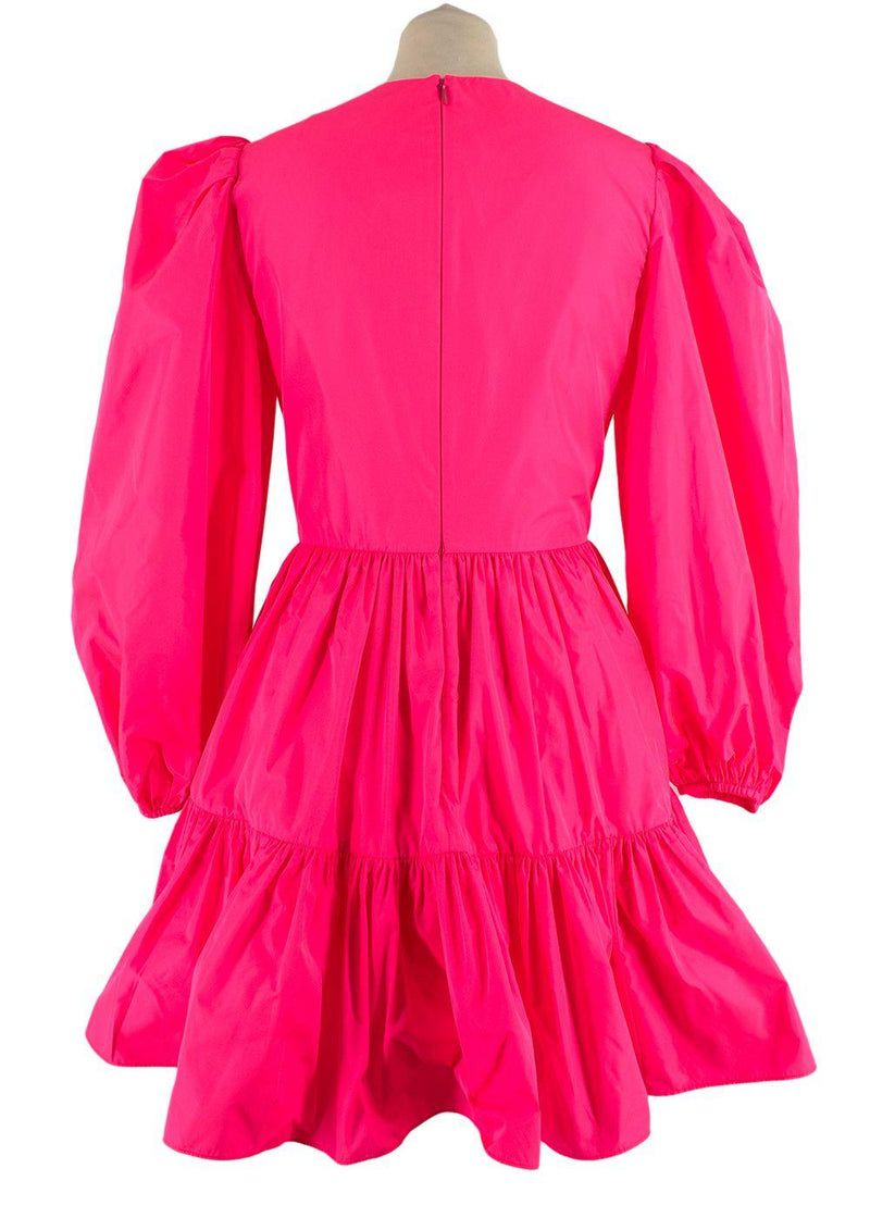 Valentino Neon Pink Satin Mini Dress