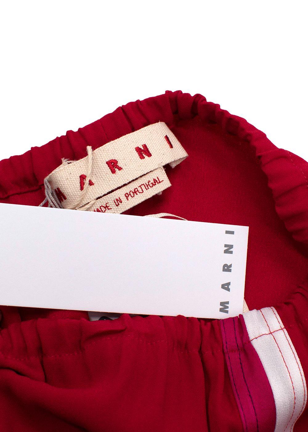 Marni Red Contrast Stripe Midi Skirt