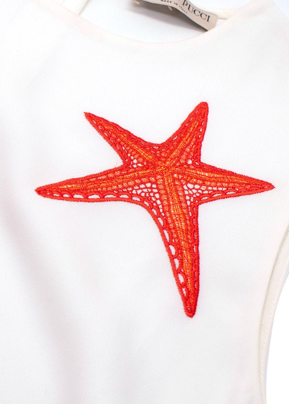 Emilio Pucci  Embroidered White Crepe Sleeveless Blouse