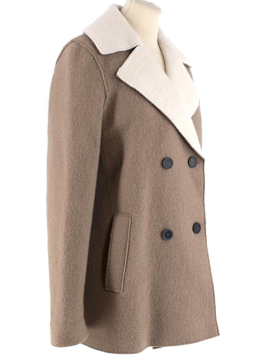 Harris Wharf London Wool Brown & Cream Double Breasted Coat