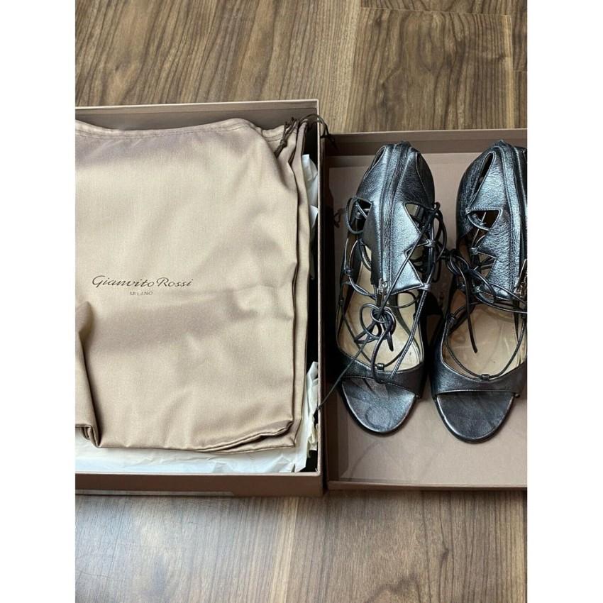 Gianvito Rossi Metallic Lace-Up Sandals